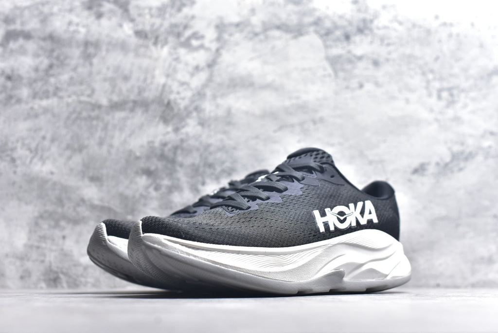 HOKA Rincon 4 Women's Men's Shoes | Black & White Mesh Running Sneakers