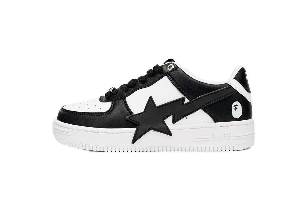 A BATHING APE BAPE STA Black & White Oversized-Star Sneakers | Women's & Men's Skate-Inspired Shoes