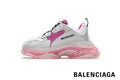 Balenciaga Triple S men's shoes  women sneakers – White, Pink & Clear Sole