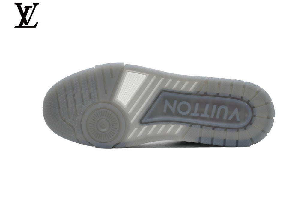 Louis Vuitton LV shoes for man  women Trainer Sneaker – Grey & White