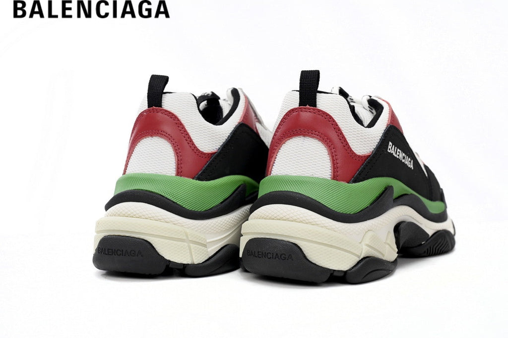 Balenciaga Triple S men's shoes  women sneakers - Black, White, Red & Green