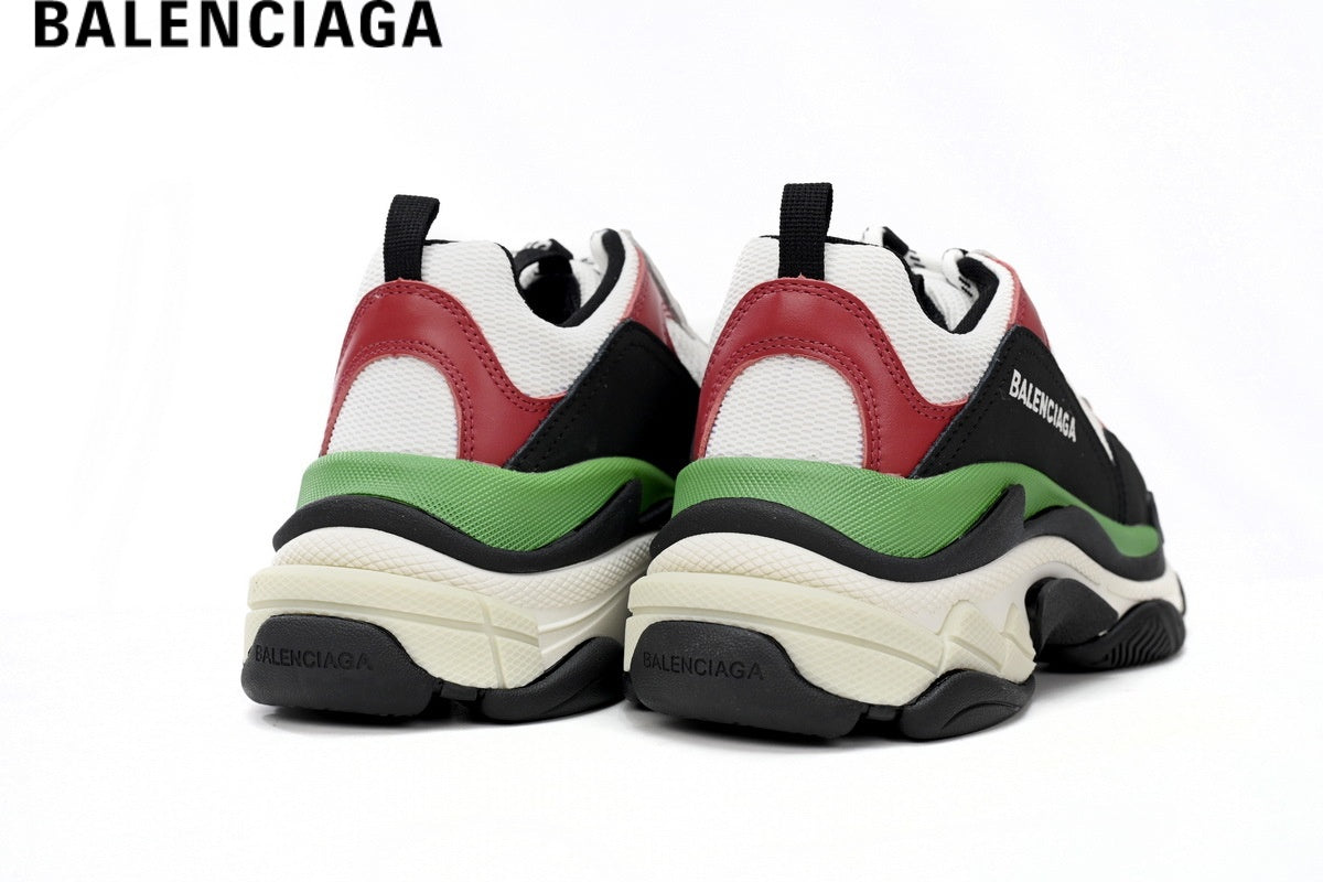 Balenciaga Triple S men's shoes  women sneakers - Black, White, Red & Green