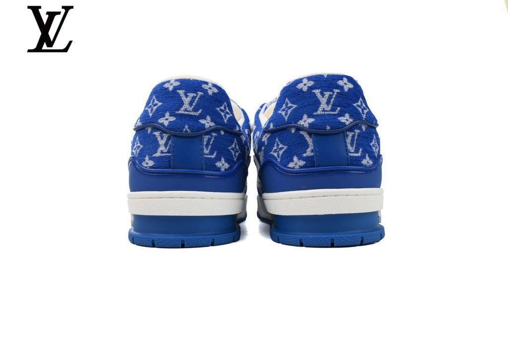 Louis Vuitton Trainer  shoes for man  women Sneaker – Blue Monogram Textile