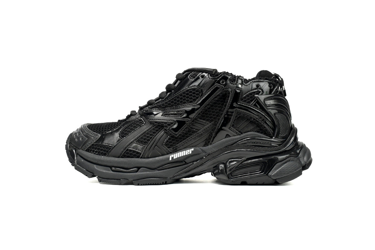 Balenciaga  men's shoes Track Sneaker – Distressed Low-Top Runner  black