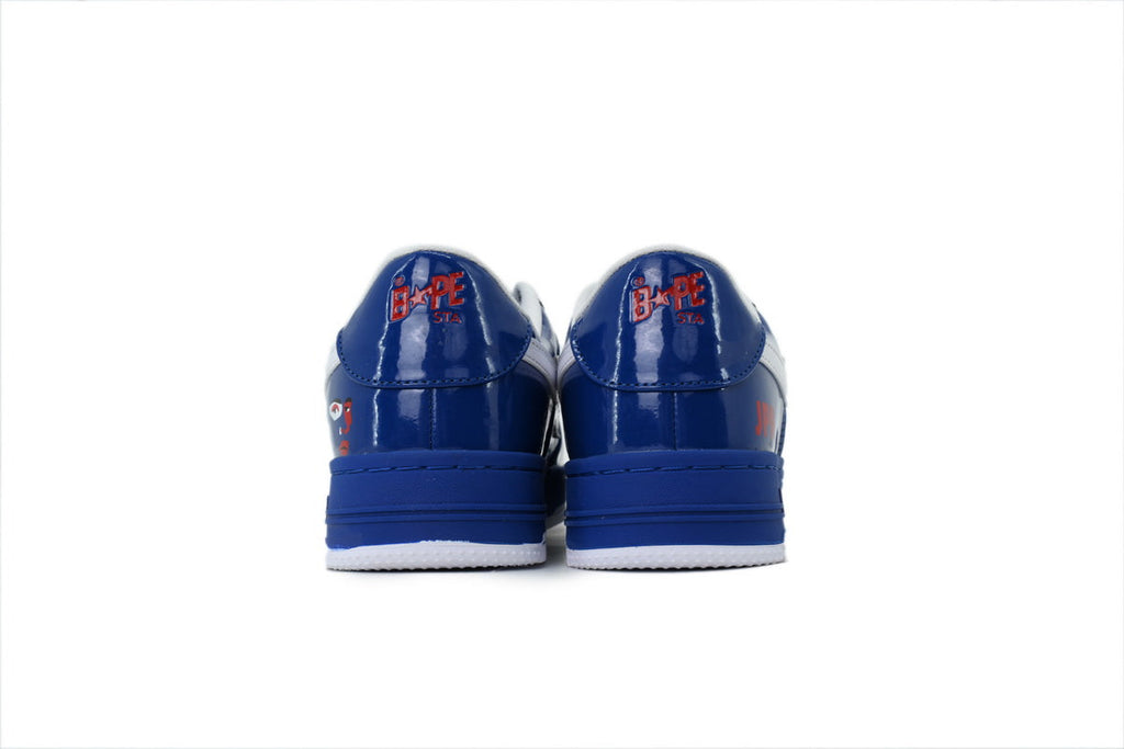 A BATHING APE BAPE STA Glossy Deep Blue & White Eye-Graphic Sneakers | Women's & Men's Skate-Inspired Shoes