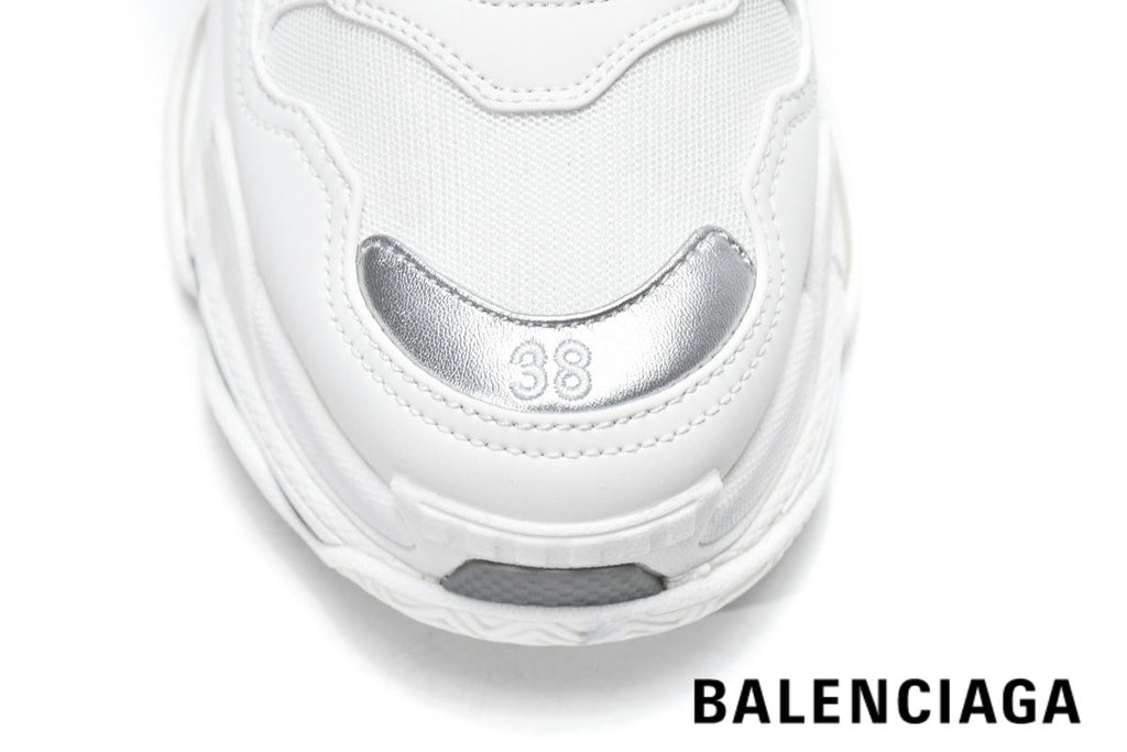 Balenciaga Triple S men's shoes  women sneakers – White & Grey