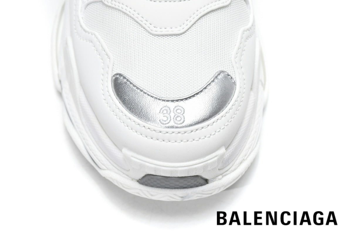 Balenciaga Triple S men's shoes  women sneakers – White & Grey