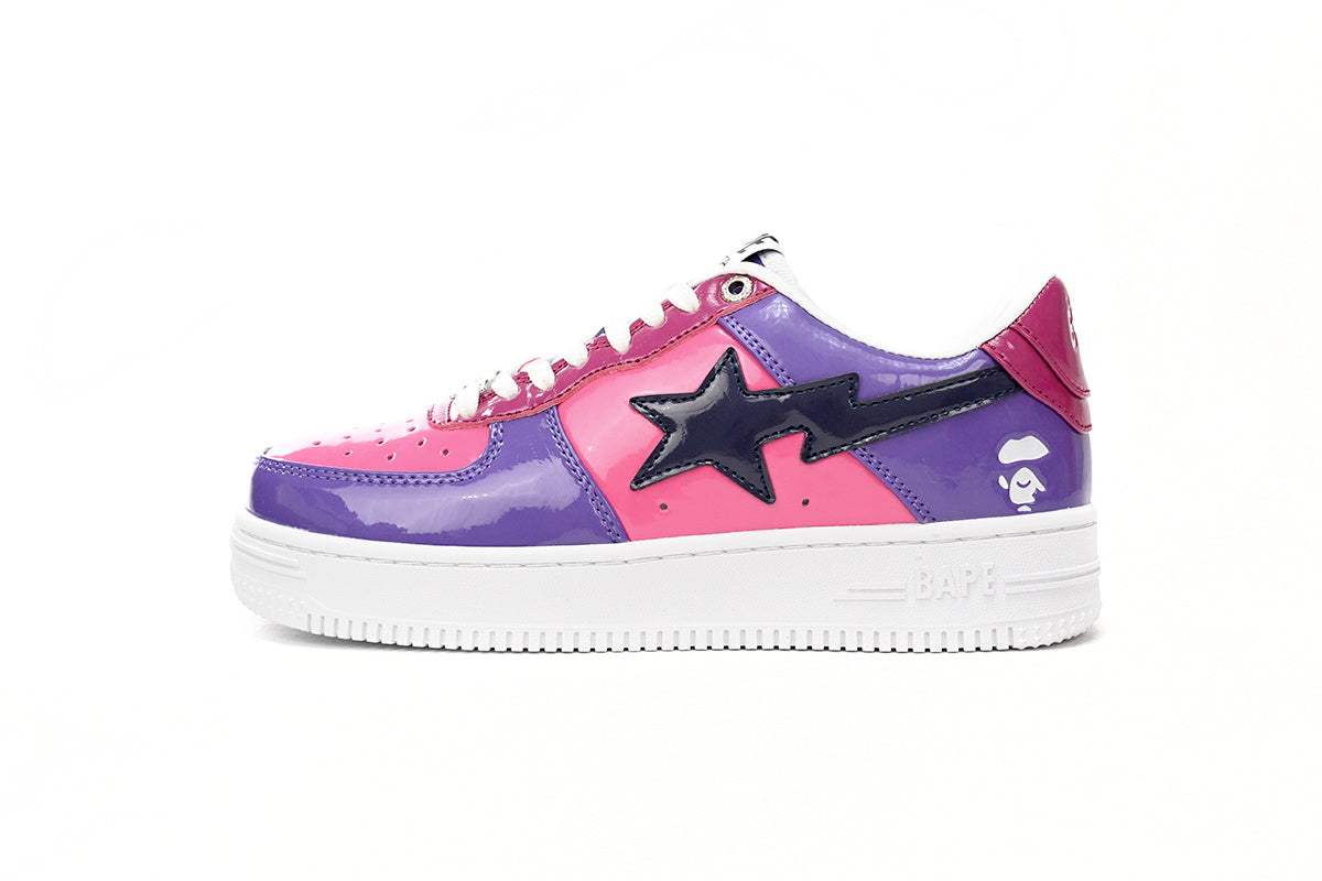 A BATHING APE BAPE STA Glossy Pink & Purple Sneakers | Women's & Men's Skate-Inspired Shoes