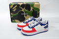 A BATHING APE BAPE STA Glossy Red, White & Blue Sneakers | Women's & Men's Skate-Inspired Shoes