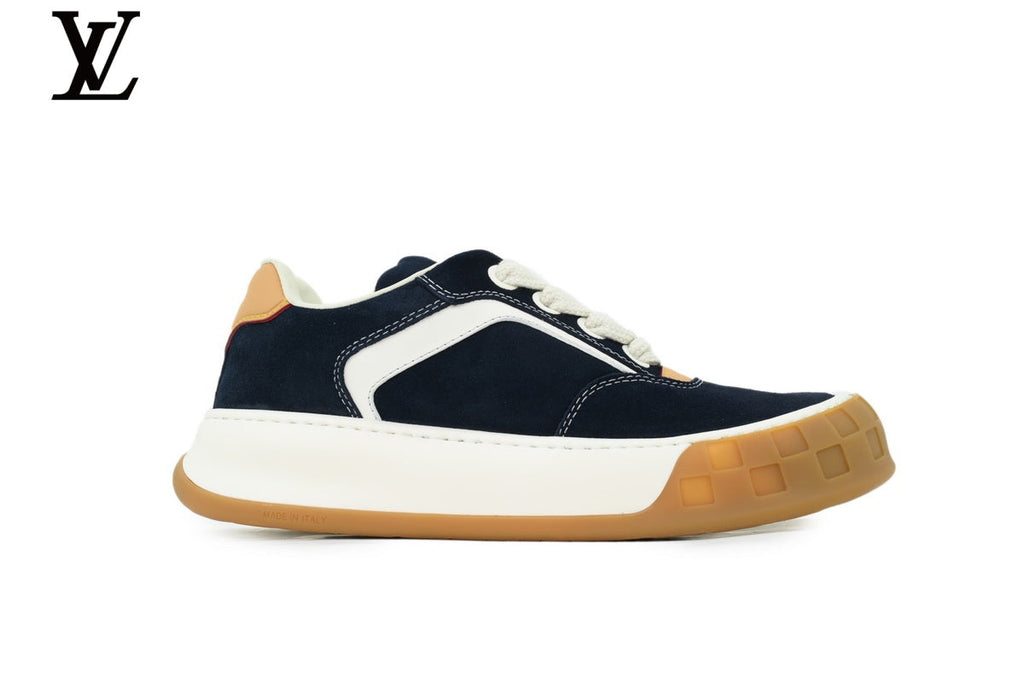 LV Low Top shoes for man  women Sneaker  Camel Suede White Leather Trim Gum Sole
