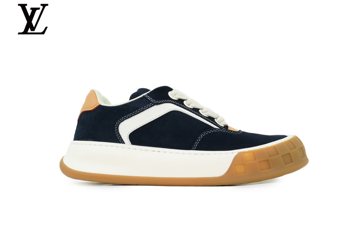 LV Low Top shoes for man  women Sneaker  Camel Suede White Leather Trim Gum Sole