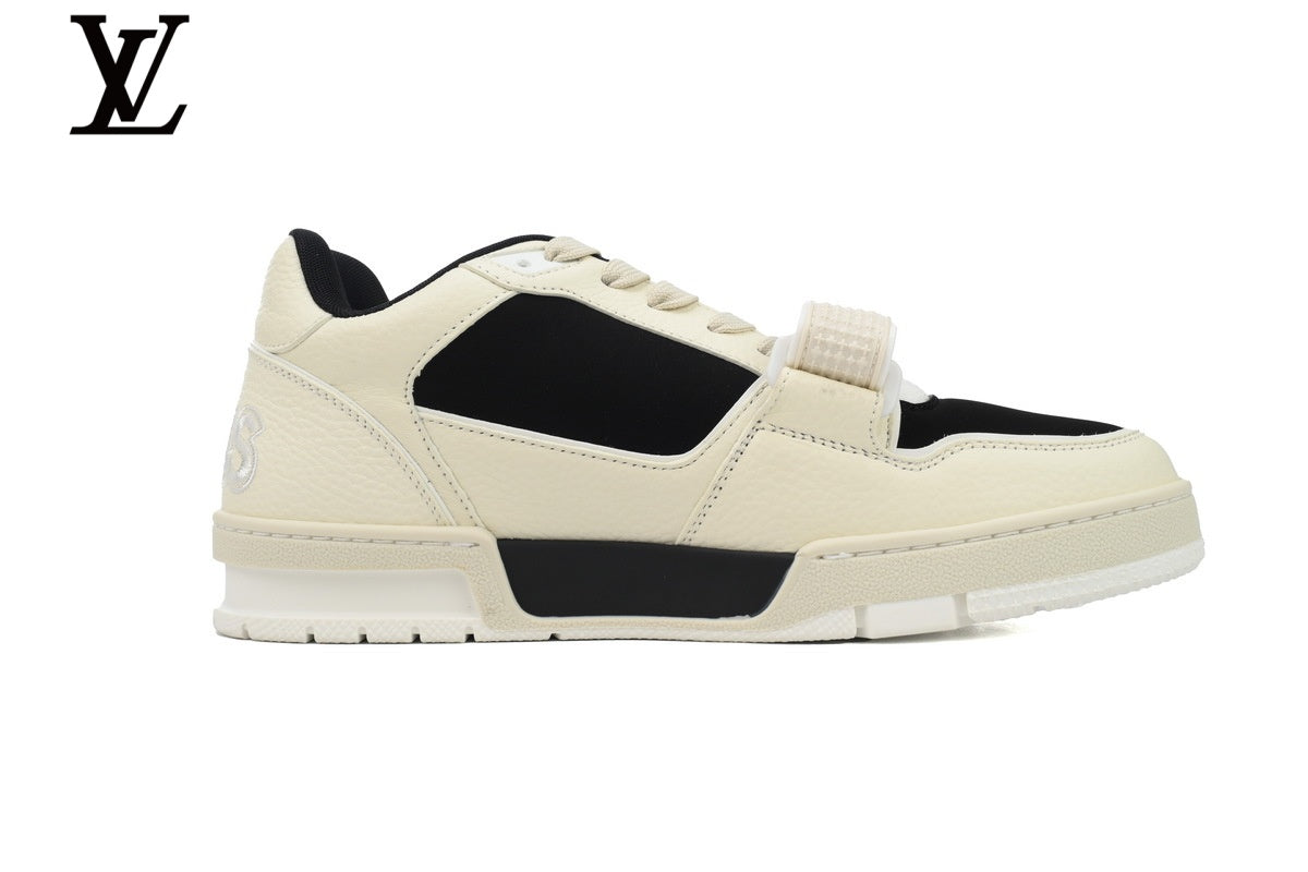 Louis Vuitton Trainer  shoes for man  women Sneaker – Cream & Black Floral