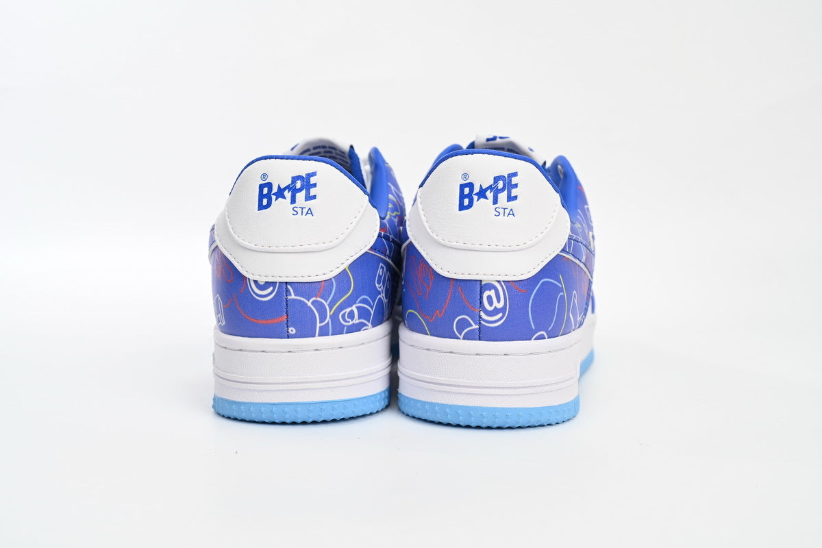 A BATHING APE BAPE STA Blue & White Graphic Sneakers | Women's & Men's Skate-Inspired Shoes