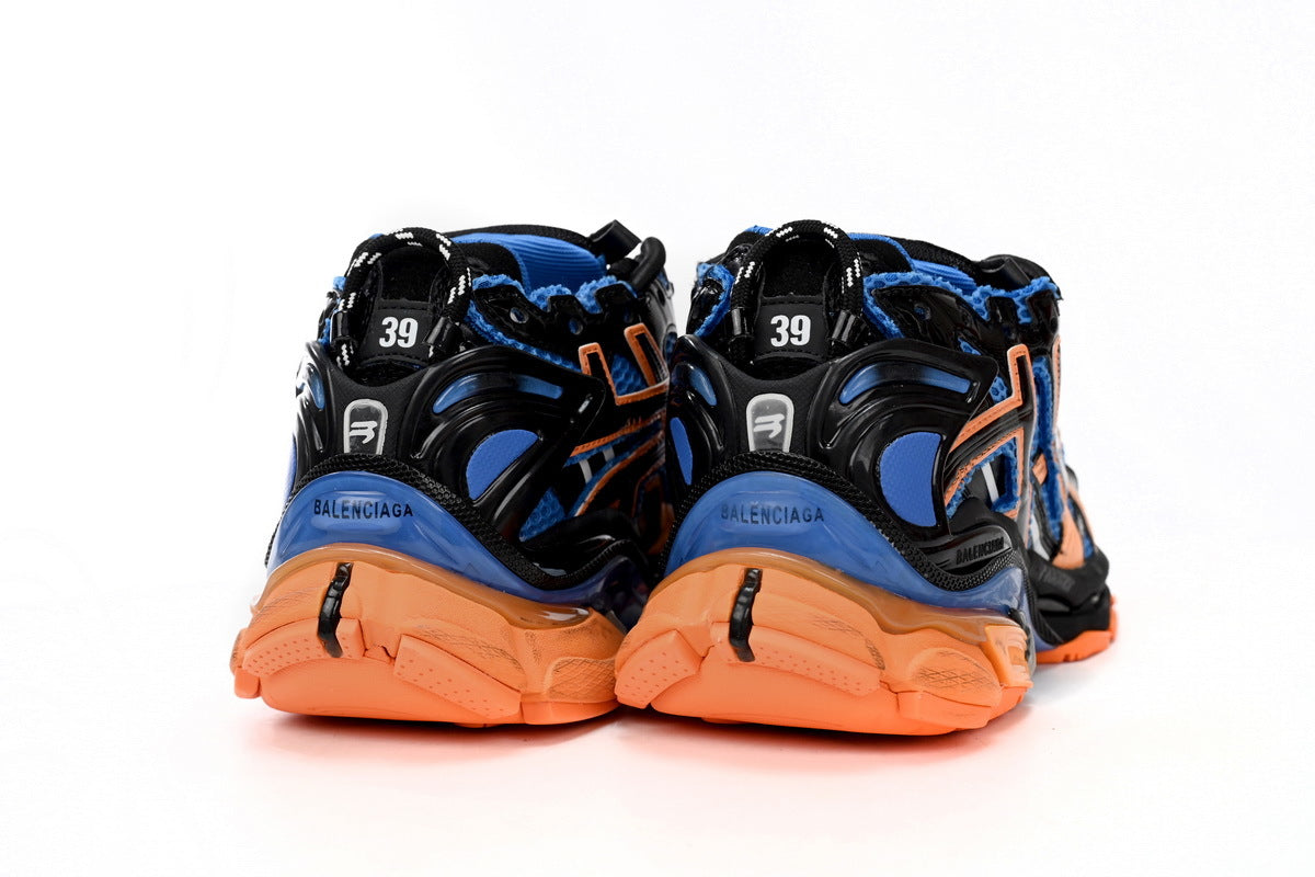 Balenciaga men's shoes Track Runner Sneaker – Distressed Low-Top balenciaga runners Deep Blue-Orange