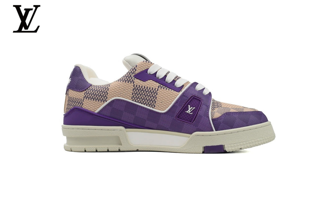 Louis Vuitton Trainer  shoes for man  women Sneaker – Purple Damier Mesh