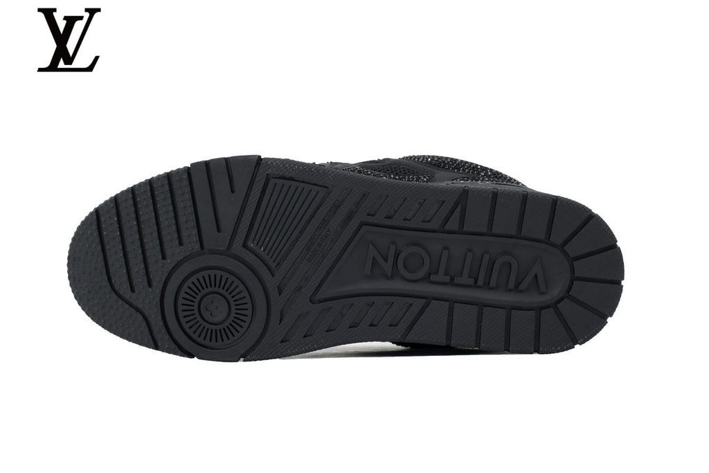 Louis Vuitton  shoes for man  women Skate Sneaker – Black Rhinestone