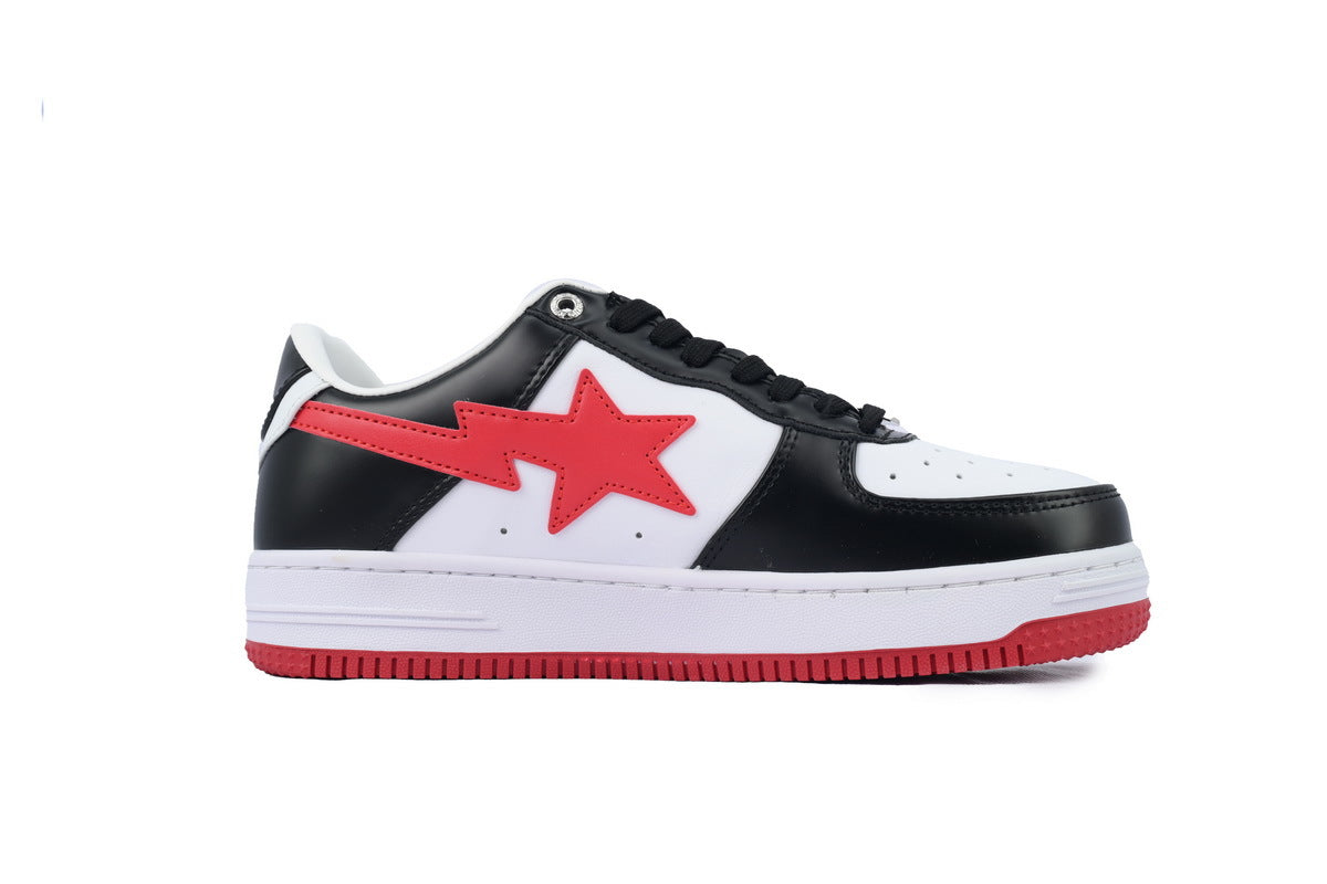 A BATHING APE BAPE STA Black, White & Red-Star Sneakers | Women's & Men's Skate-Inspired Shoes