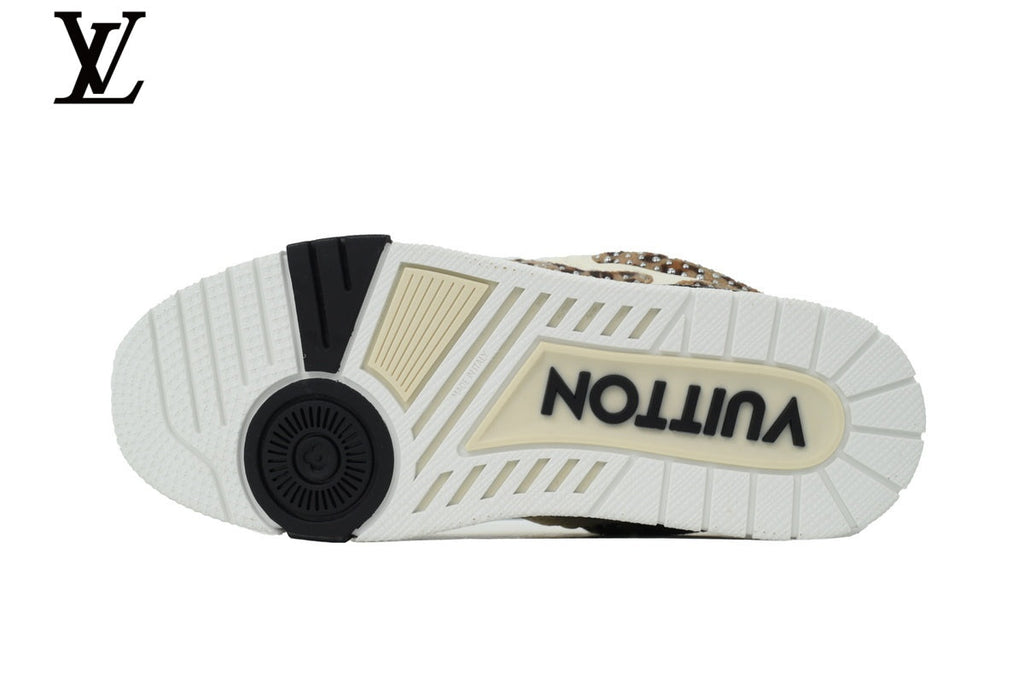 Louis Vuitton Skate shoes for man  women Sneaker – Cream Leopard & Rhinestone