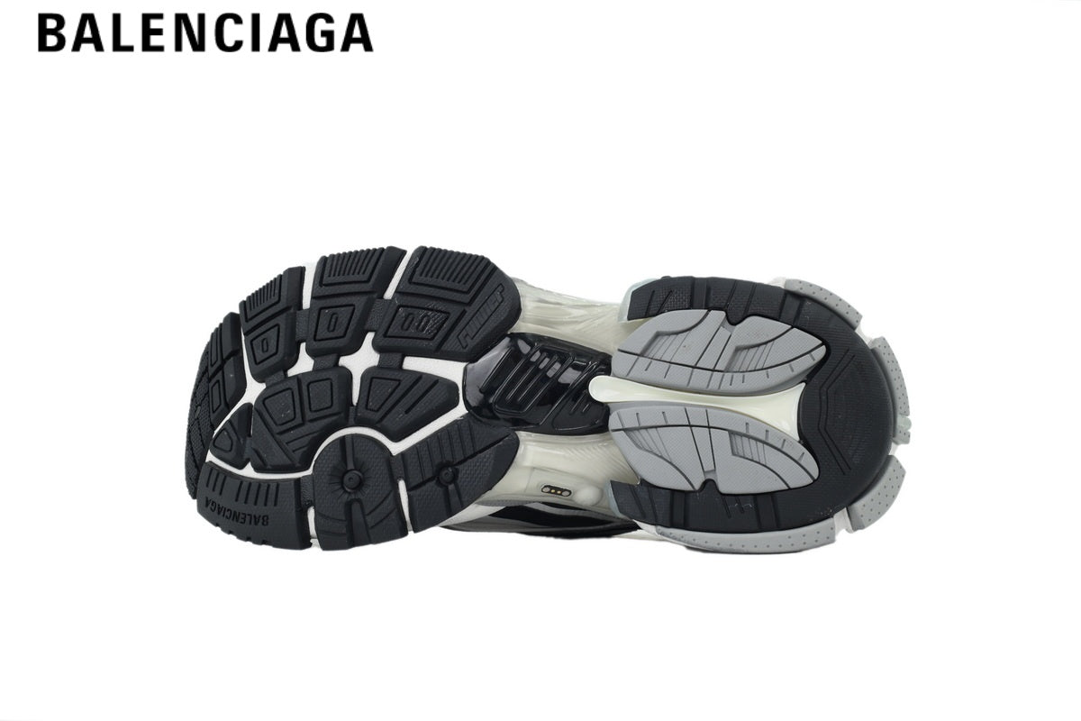 Balenciaga Runner Mid Sneaker — White Mesh, Black & Grey Synthetic Overlays