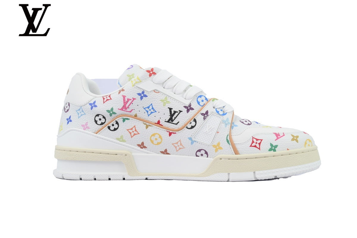 Louis Vuitton Trainer  shoes for man  women Sneaker – White Multicolor Monogram