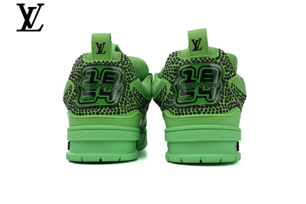 Louis Vuitton shoes for man  women Skate Sneaker – Green Rhinestone