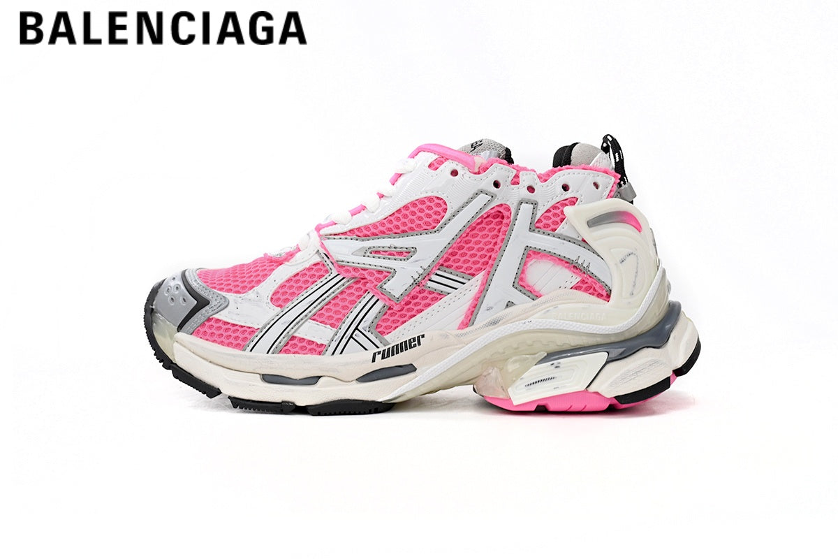 Balenciaga Runner men's shoes  women sneakers — White / Pink