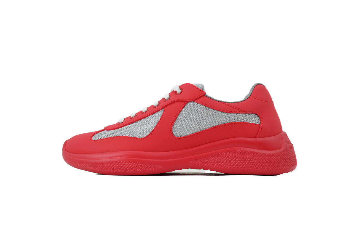 Prada America's Cup Sneakers slip ons womens  prada designer mens shoes Red-gray