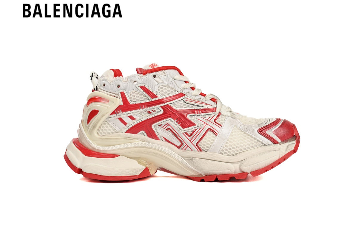 Balenciaga Runner Sneaker — White Mesh & Red Synthetic Overlays
