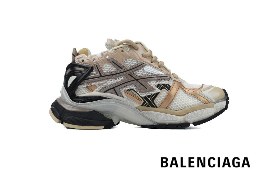 Balenciaga Runner men's shoes  women sneakers – Beige & Bronze