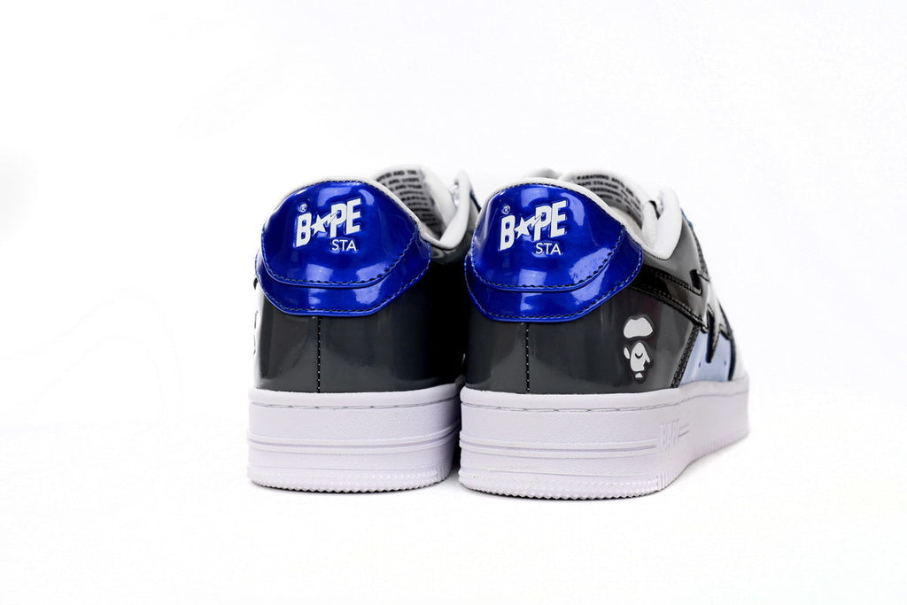 A BATHING APE BAPE STA Glossy Blue & Grey Sneakers | Women's & Men's Skate-Inspired Shoes