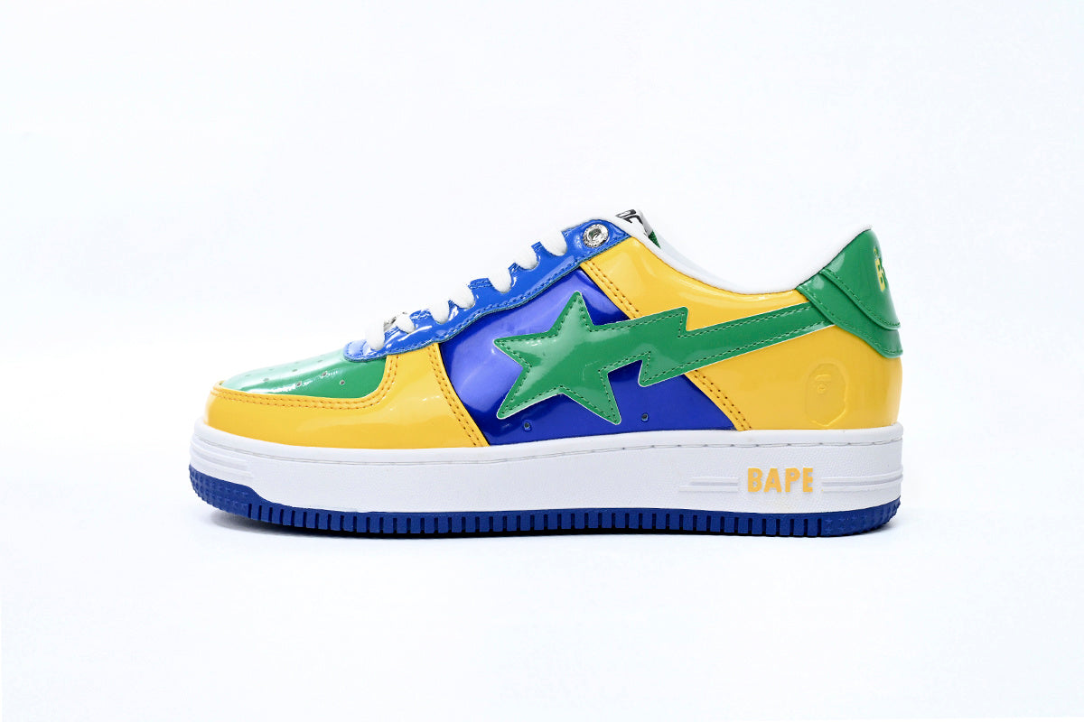 A BATHING APE BAPE STA Yellow, Blue & Green Sneakers | Women's & Men's Skate-Inspired Shoes