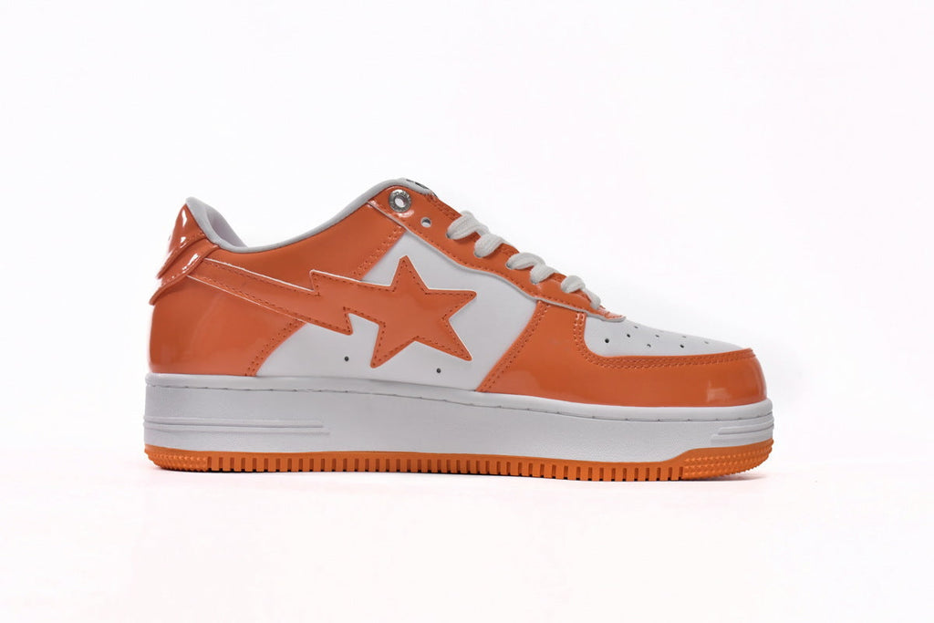 A BATHING APE BAPE STA Orange & White Sneakers | Women's & Men's Skate-Inspired Shoes