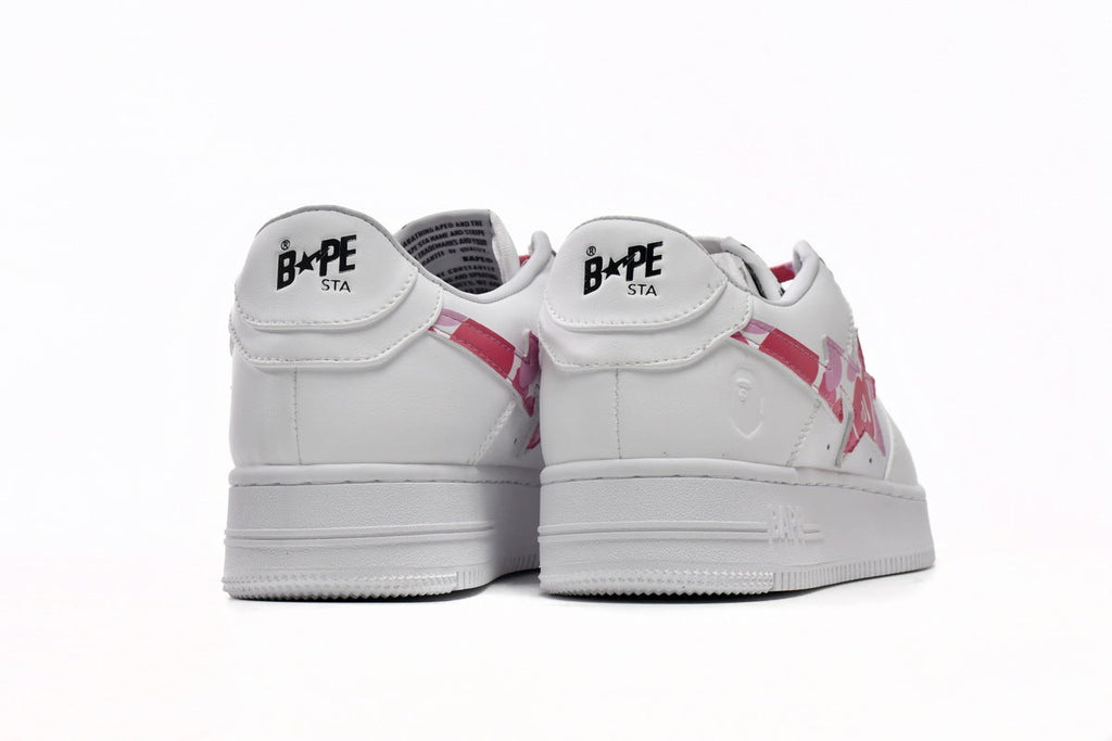 A BATHING APE BAPE STA White & Pink Camo Sneakers | Women's & Men's Skate-Inspired Shoes