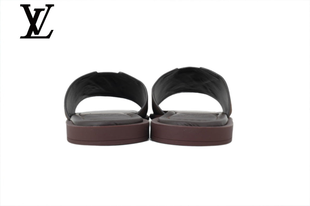 louis vuitton shoes for man  women Dark Brown Suede-Look Slides | Sizes 35–46