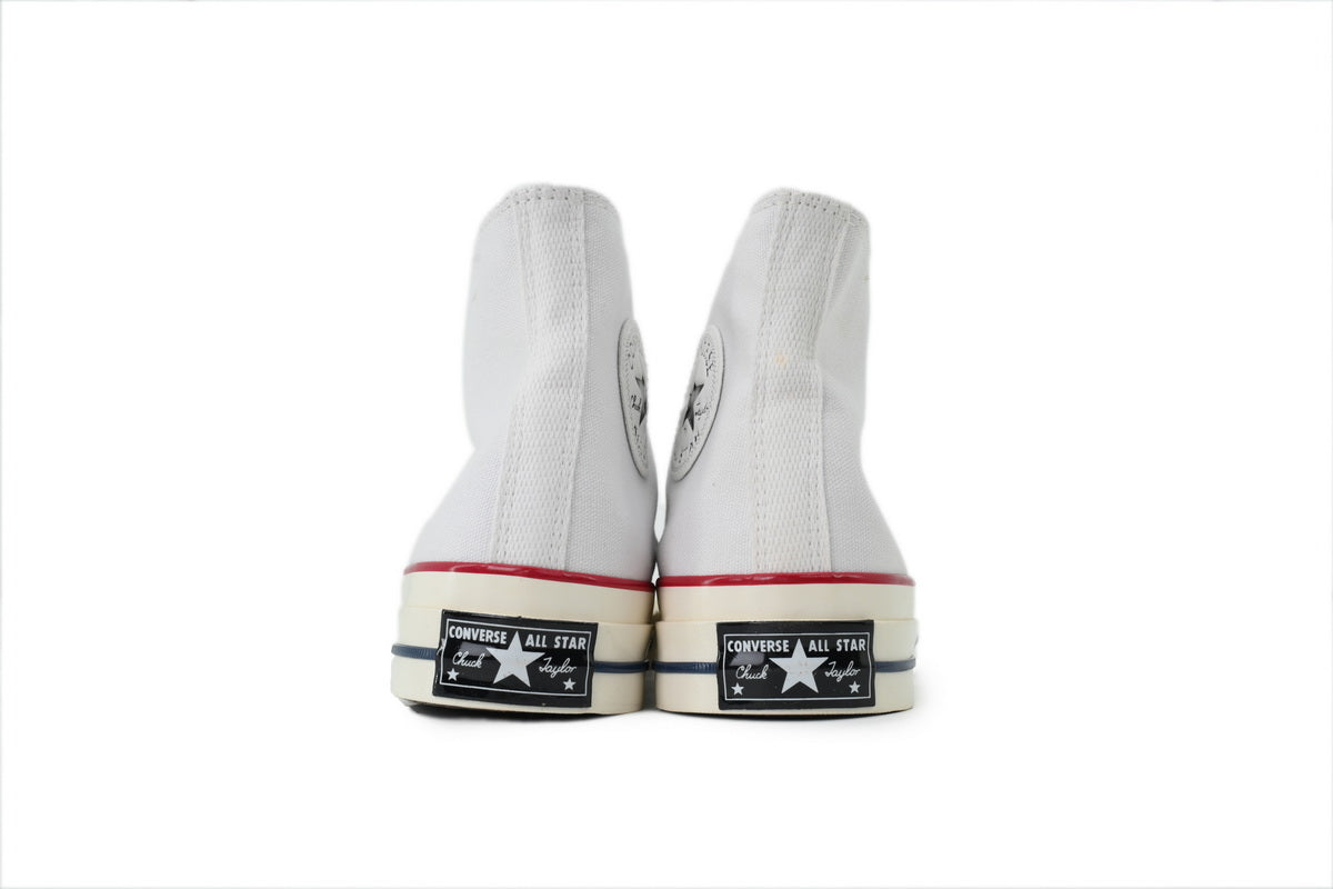Converse Chuck 70 Women's Men's Shoes | White High-Top Canvas Sneakers with Red & Blue Stripes