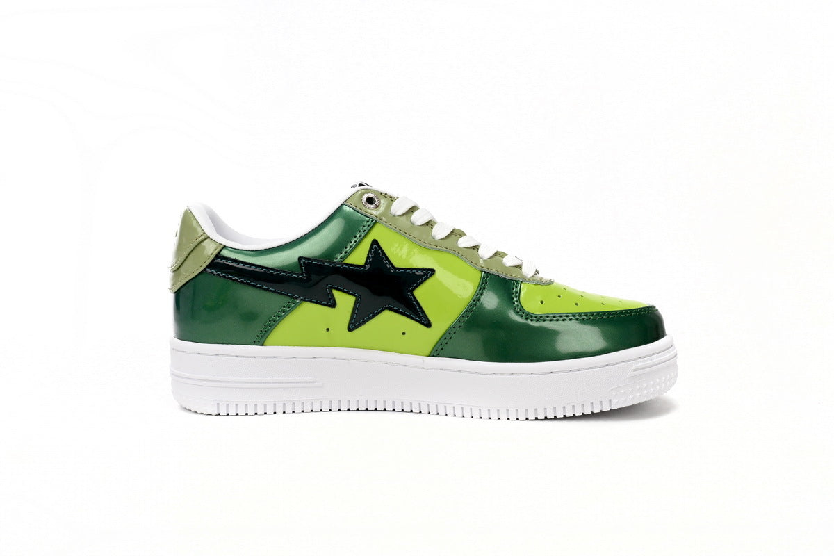 A BATHING APE BAPE STA Glossy Forest & Lime Green Sneakers | Women's & Men's Skate-Inspired Shoes