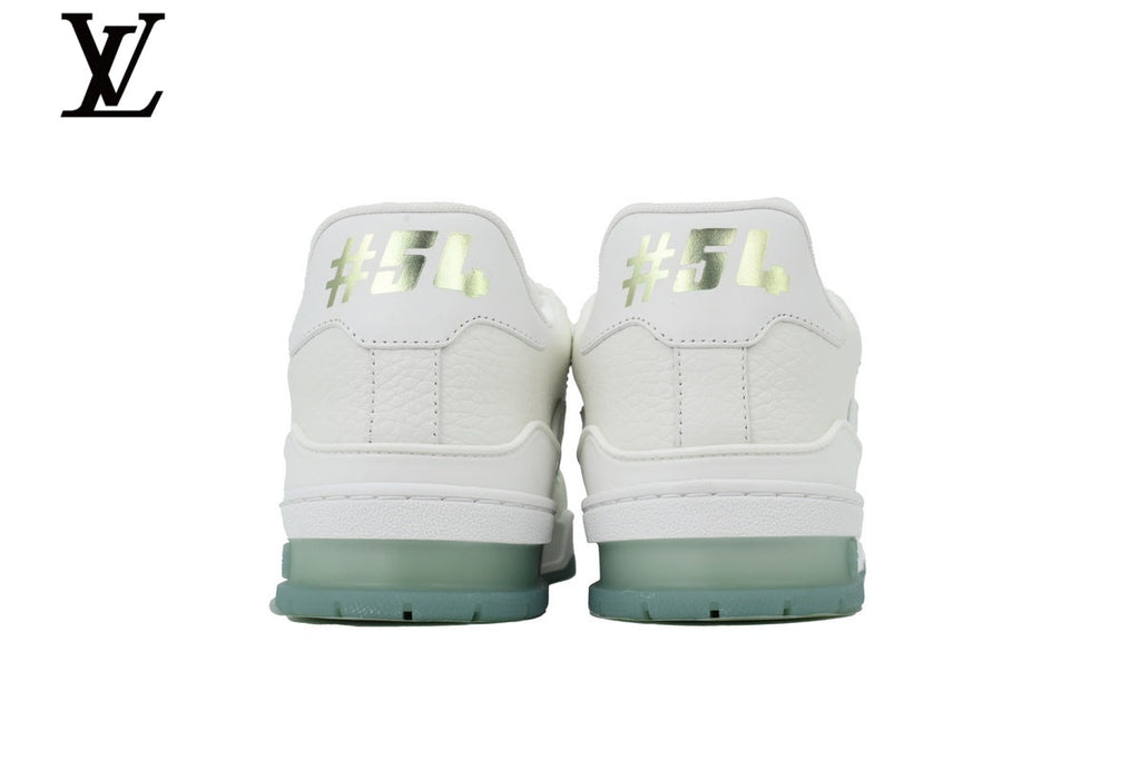 Louis Vuitton Trainer  shoes for man  women Sneaker – White with Light Green Sole