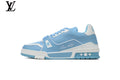 Louis Vuitton LV shoes for man  women Trainer Sneaker – Light Blue & White