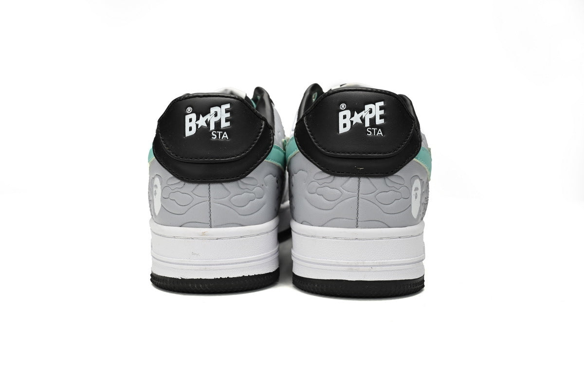A BATHING APE BAPE STA Mint Green & Grey Embossed Camo Sneakers | Women's & Men's Skate-Inspired Shoes