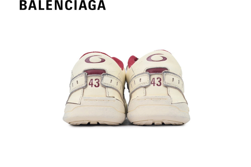 Balenciaga Skate men's shoes  women sneakers Cream & Burgundy