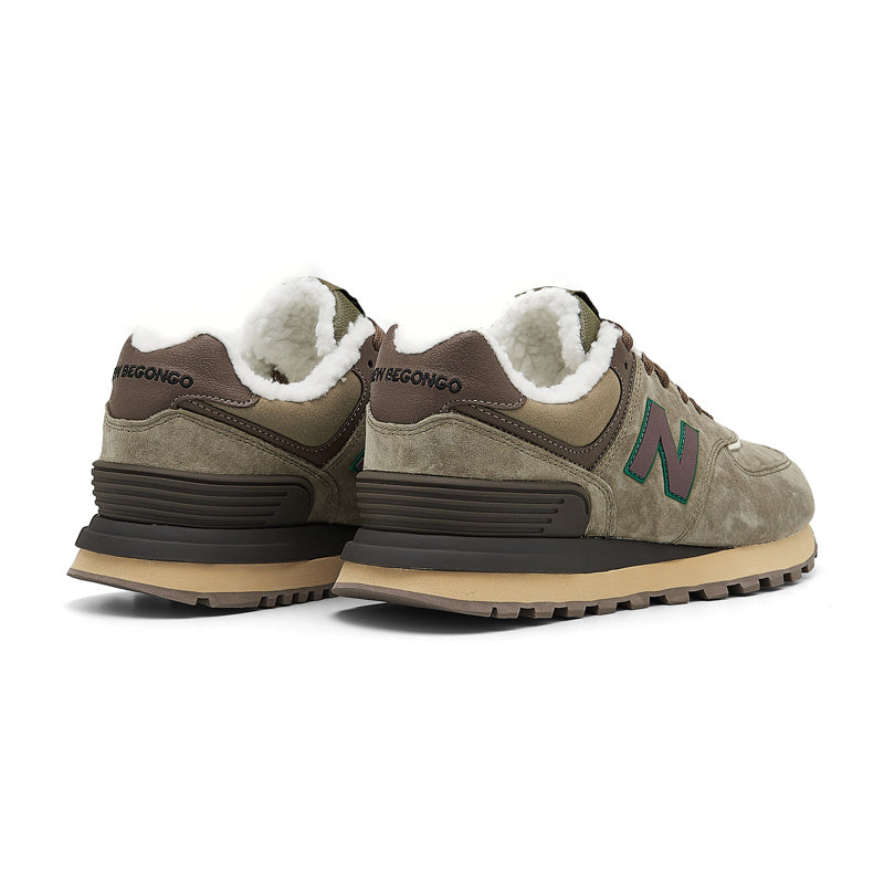 New Balance 574 Women's & Men's Taupe Brown Fleece-Lined Retro Sneakers