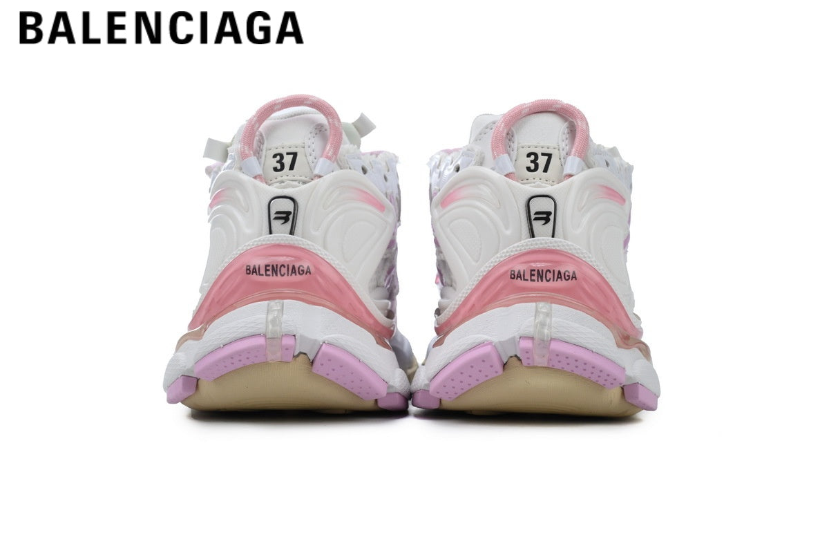 Balenciaga Runner men's shoes  women sneakers — White / Pink