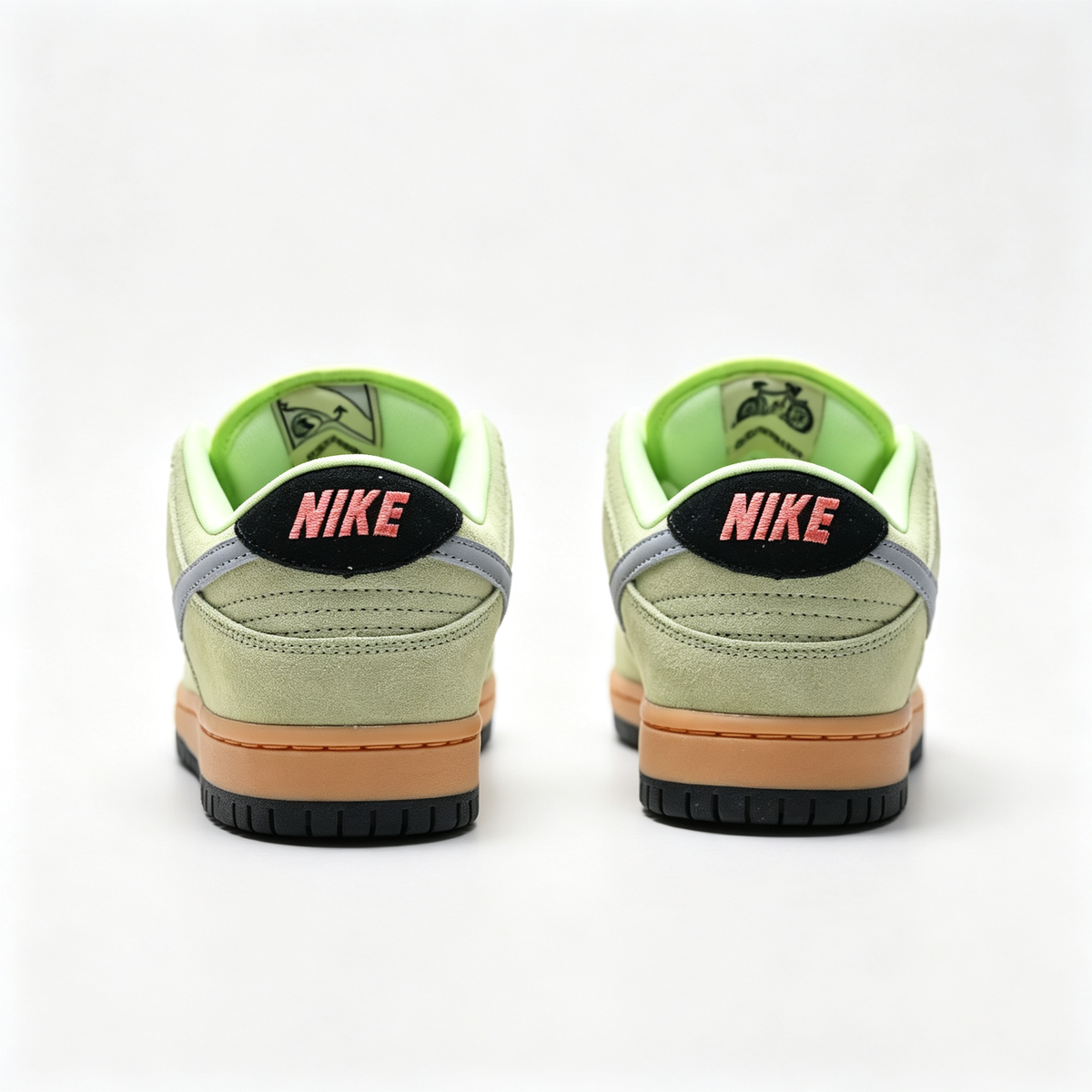 Nike Dunk Low — Pale Lime Green Suede / Gum Bottom
