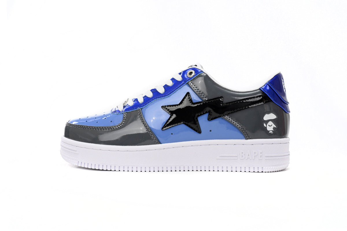 A BATHING APE BAPE STA Glossy Blue & Grey Sneakers | Women's & Men's Skate-Inspired Shoes