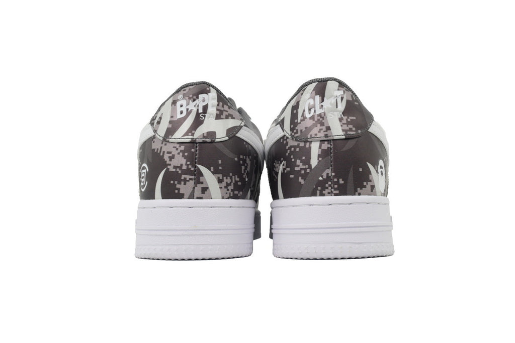 A BATHING APE BAPE STA Grey Digital Camo Graphic Sneakers | Women's & Men's Skate-Inspired Shoes