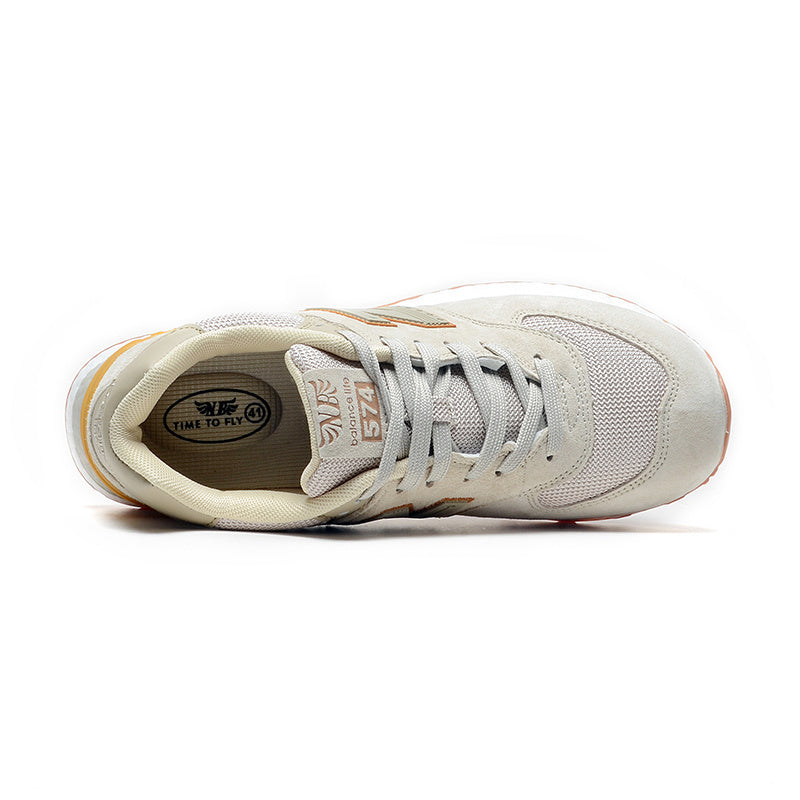 New Balance 574 Women's & Men's Cream Beige & Gold Retro Sneakers