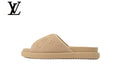 louis vuitton shoes for man  women Beige Monogram-Pattern Nubuck-Look Slides | Sizes 35–46
