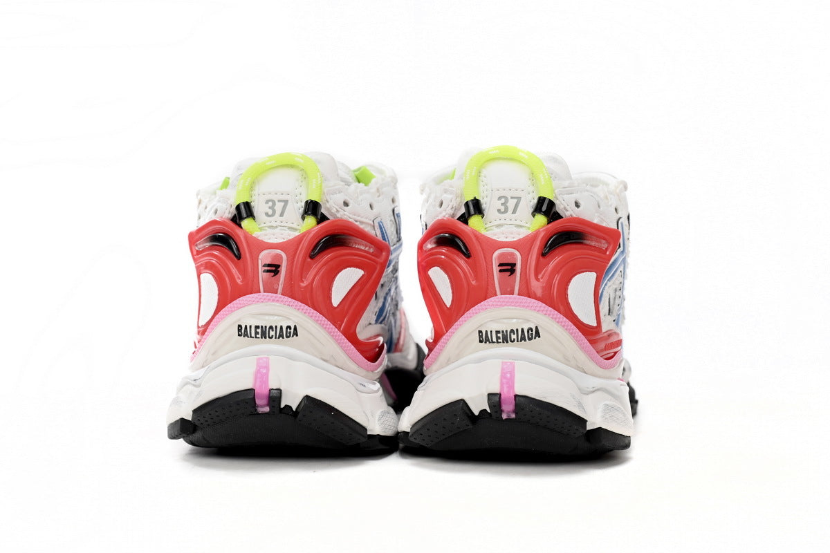 Balenciaga men's shoes Track  Runner Sneaker – Distressed Low-Top White and Red
