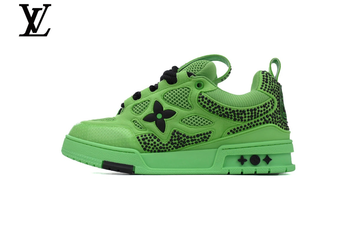Louis Vuitton shoes for man  women Skate Sneaker – Green Rhinestone