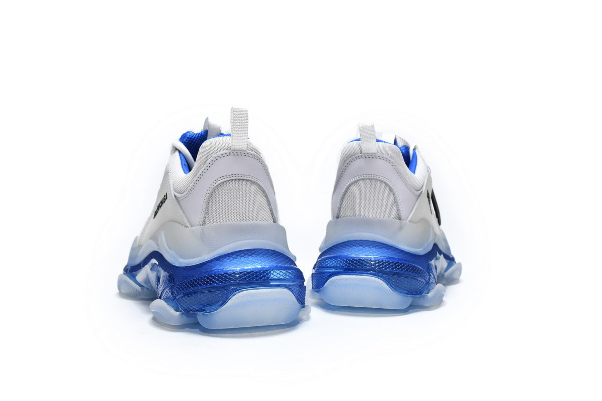 Balenciaga men's shoes Track Triple S Clear Sole Sneakers balenciaga runners  White and blue
